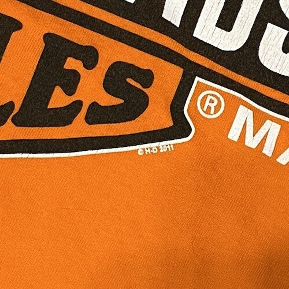 Harley Davidson Men's T-Shirt Orange Medium 2011 Fink’s Zanesville, OH - Picture 9 of 10